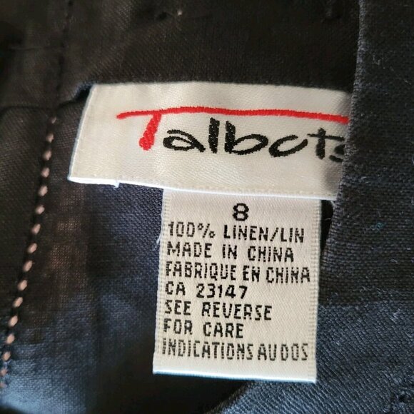 Vintage Talbots Maxi Belted 100% Linen Black Dress Sz 8 - Picture 3 of 4